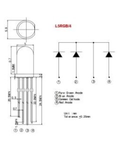 LED RGB 5mm 4-pins 4-7 CD CATODO COMUN 2