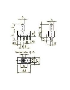 CONMUTADOR ON-ON PARA PCB PASO 3.00mm 2