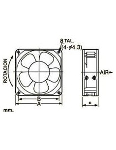 VENTILADOR 12Vdc 80X80X25 NMB 54M3 BOLAS 2
