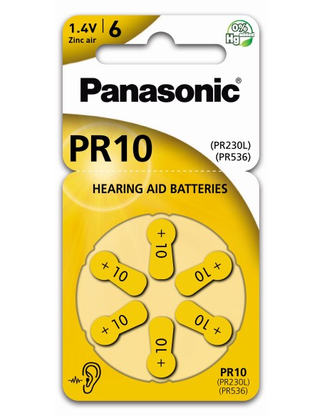 Pack 6 pilas audifono zinc air 1.4V