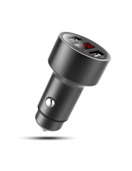 Cargador USB para coche 2 puerto 12W Aluminio Display