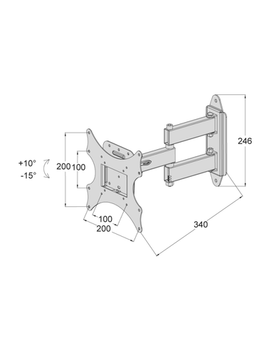 Soporte articulado de doble brazo para TV plana de 13" hasta 37"