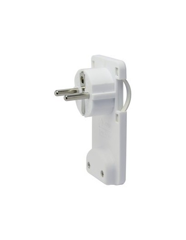 Clavija schucko acodada tras mueble Blanca