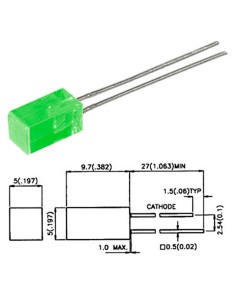 BOLSA DE 10 LEDS CUADRADO VERDE 5X5 MM