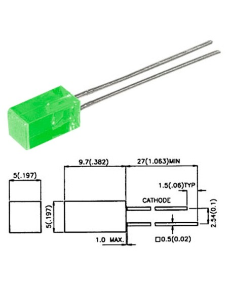 BOLSA DE 10 LEDS CUADRADO VERDE 5X5 MM