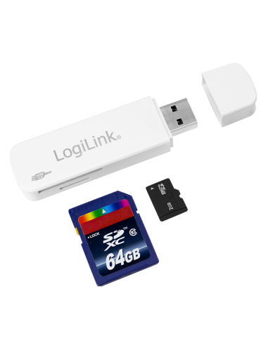 Lector de tarjetas USB 3.0, para SD / microSD, blanco