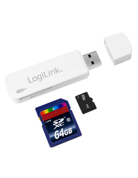 Lector de tarjetas USB 3.0, para SD / microSD, blanco