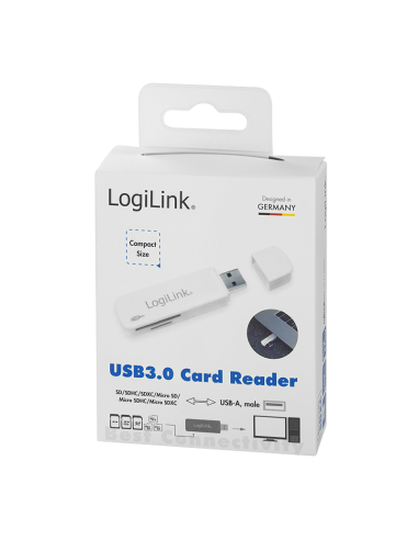 Lector de tarjetas USB 3.0, para SD / microSD, blanco