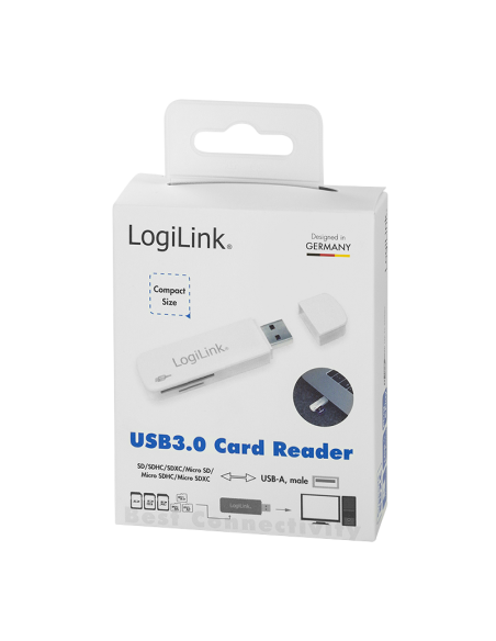 Lector de tarjetas USB 3.0, para SD / microSD, blanco
