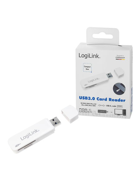 Lector de tarjetas USB 3.0, para SD / microSD, blanco