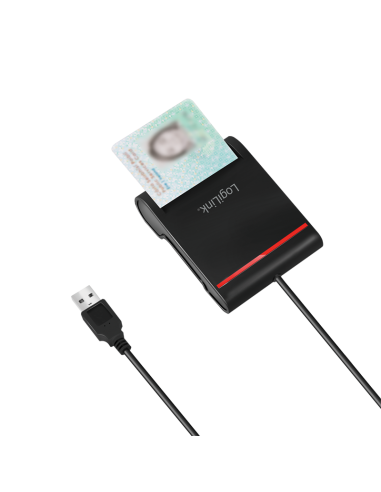 Lector de tarjetas USB 2.0, para identificación inteligente, negro