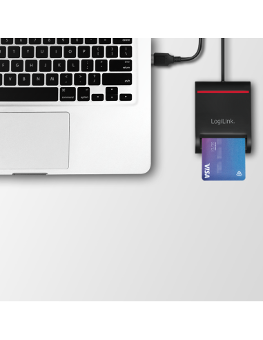 Lector de tarjetas USB 2.0, para identificación inteligente, negro