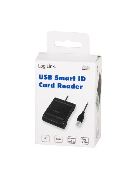 Lector de tarjetas USB 2.0, para identificación inteligente, negro