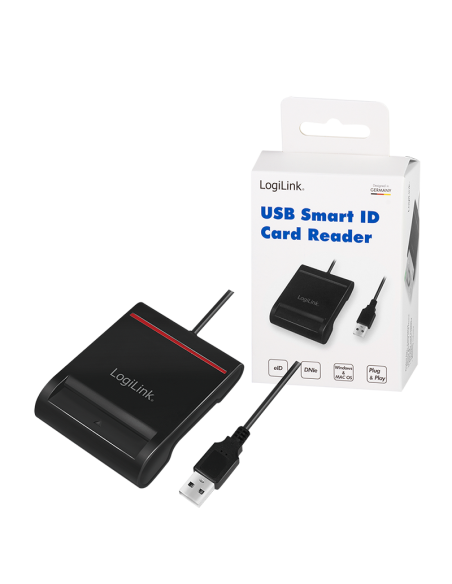 Lector de tarjetas USB 2.0, para identificación inteligente, negro