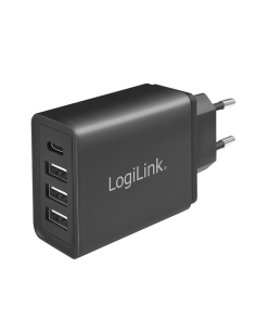Adaptador de enchufe, 1 puerto USB-C y 3 puertos USB-A, 27 W