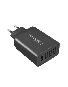 Adaptador de enchufe, 1 puerto USB-C y 3 puertos USB-A, 27 W 2