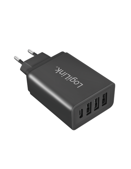 Adaptador de enchufe, 1 puerto USB-C y 3 puertos USB-A, 27 W