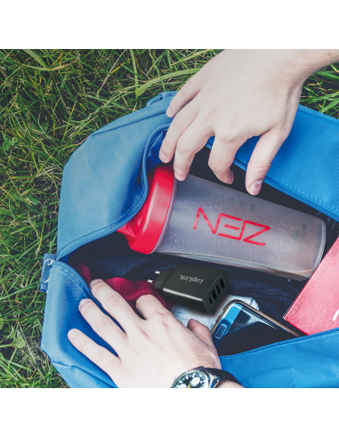 Adaptador de enchufe, 1 puerto USB-C y 3 puertos USB-A, 27 W