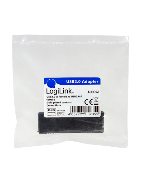 Adaptador USB 3.0, USB-A / F a USB-A / F, negro