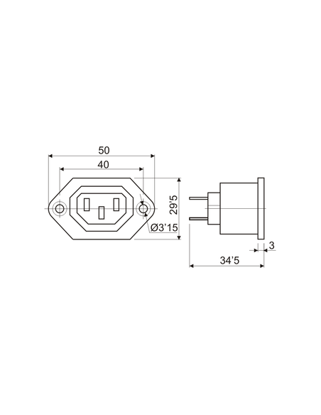 BASE HEMBRA CHASIS IEC320
