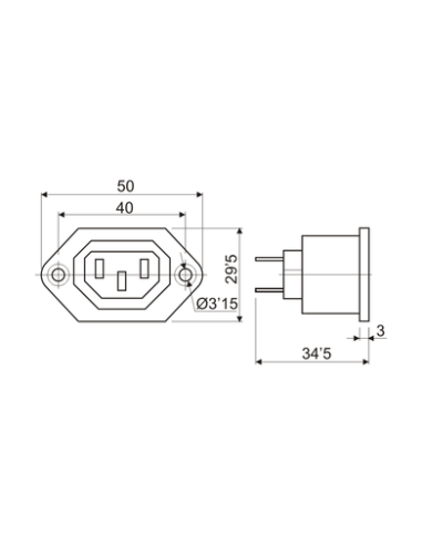 BASE MACHO C14 FIJACION POR TORNILLO