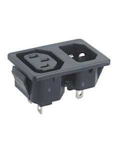 Base de conexión IEC 320 doble empotrable, macho - hembra