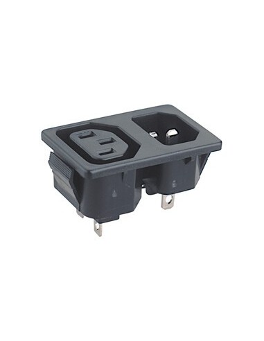 Base de conexión IEC 320 doble empotrable, macho - hembra