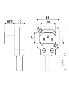 Conector IEC 320 macho acodado 2
