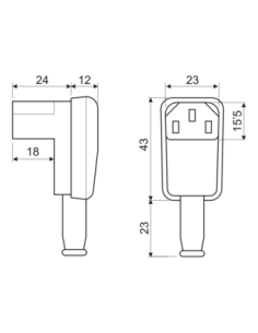Conector IEC 320 hembra Acodado 2