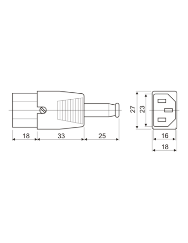 Conector IEC 320 hembra desmontable.