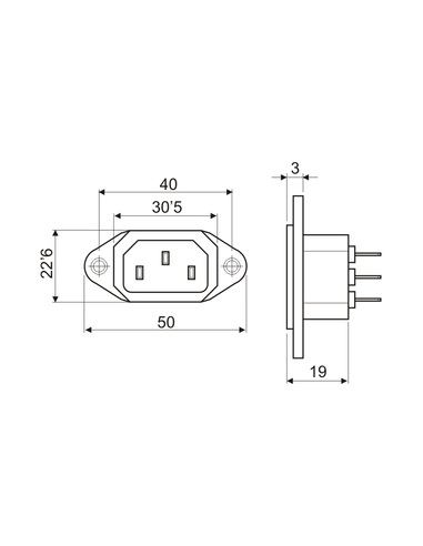 Base de conexión IEC 320.