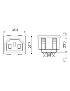 Base de conexión IEC 320 empotrable hembra 2