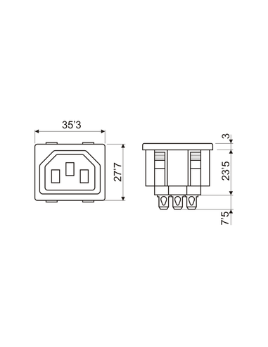 Base de conexión IEC 320 empotrable hembra