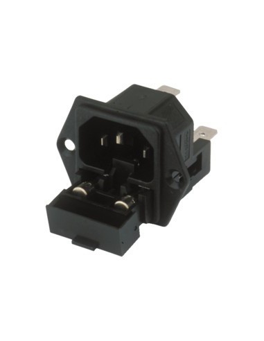 Base de conexión MACHO IEC 320 + portafusible doble