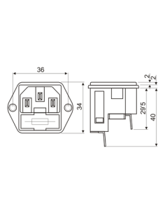 Base de conexión MACHO IEC 320 + portafusible doble 2