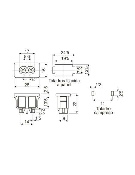 BASE TOMA CORRIENTE PARA PCB