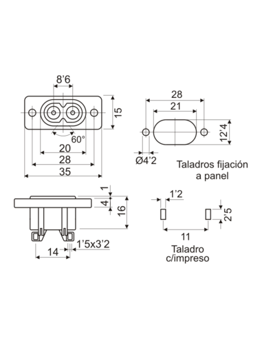 BASE TOMA CORRIENTE A TORNILLO