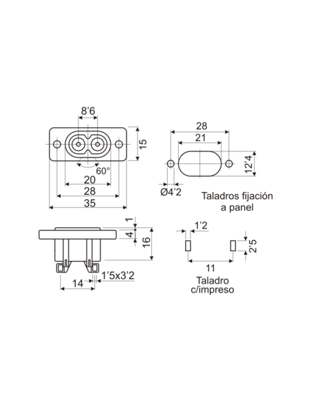 BASE TOMA CORRIENTE A TORNILLO