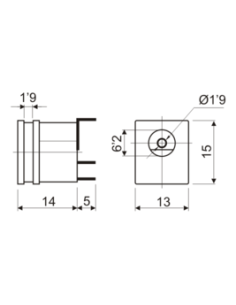 BASE DE ALIMENTACIÓN Pin 1.9MM 2
