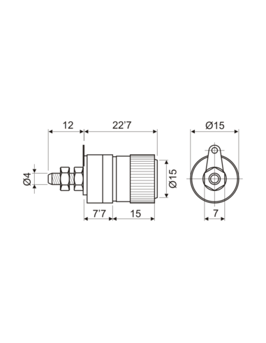 BANANA HEMBRA CHASIS 4MM 30A ROJO
