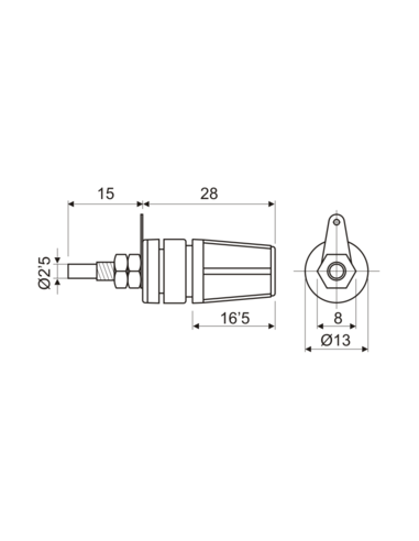 BORNE CHASIS 4MM NEGR 30A