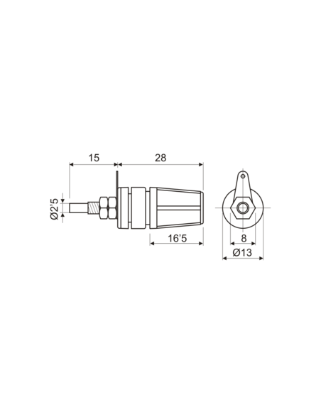 BORNE CHASIS 4MM NEGR 30A