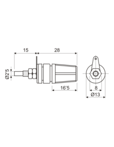 BORNE CHASIS 4MM ROJA 30A 2