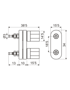 BORNE DOBLE 4MM AISLADO 30A ROJO-NEGRO 2