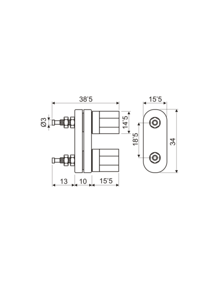 BORNE DOBLE 4MM AISLADO 30A ROJO-NEGRO