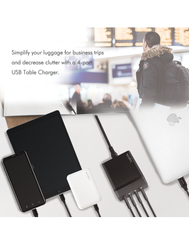 Cargador de mesa USB, 3 puertos USB-A + 1 puerto USB-C (PD), 72 W