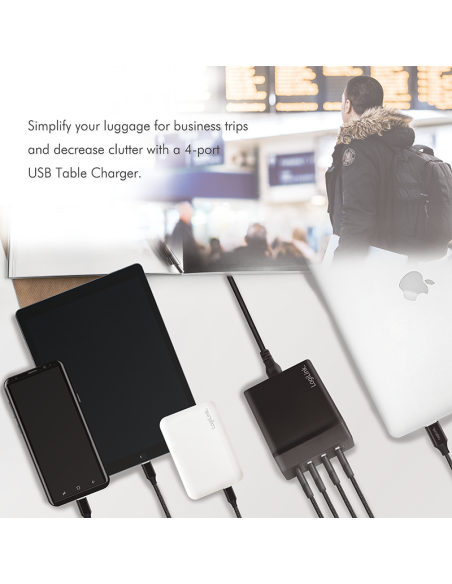 Cargador de mesa USB, 3 puertos USB-A + 1 puerto USB-C (PD), 72 W