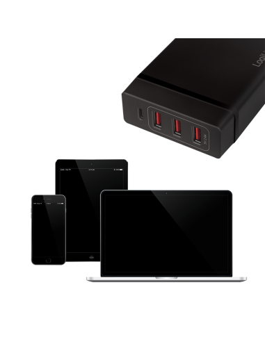 Cargador de mesa USB, 3 puertos USB-A + 1 puerto USB-C (PD), 72 W