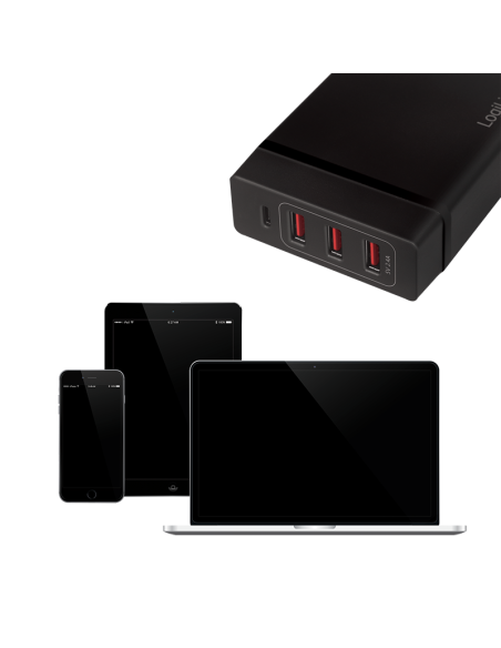 Cargador de mesa USB, 3 puertos USB-A + 1 puerto USB-C (PD), 72 W