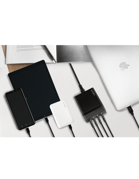 Cargador de mesa USB, 3 puertos USB-A + 1 puerto USB-C (PD), 72 W